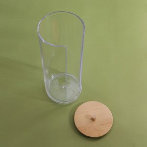 Органайзер для ватных дисков, с крышкой, d = 6,5 × 18 см, в картонной коробке, цвет прозрачный/корич
