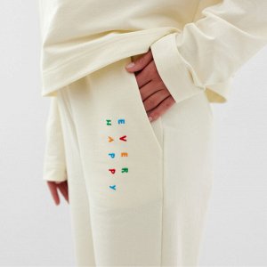 Костюм женский с вышивкой (толстовка, брюки) MIST No regrets, молочный