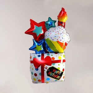 Воздушный шар фольгированный 40" «Подарок со звёздами», фигура