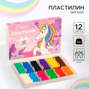 Пластилин 12 цветов, 180 г, Минни и Единорог
