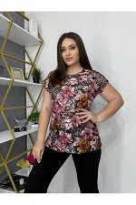 225-17 Блуза розовые цветы