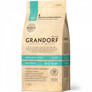 Grandorf Probiotic Indoor 4Meat&BrownRice д/кош домашних 400гр