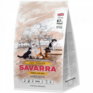 Savarra Light/Sterilized д/кош облегченный Индейка/Рис 400гр