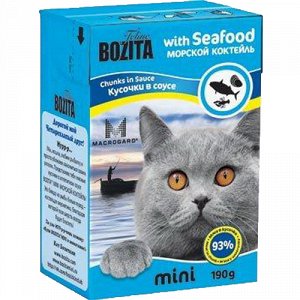 Bozita тетрапак 190гр д/кош Mini Морской коктейль/Соус