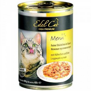 Edel Cat конс 400гр д/кош Нежные кусочки в соусе Курица/Утка