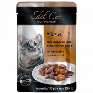 Edel Cat пауч 100 гр д/кош Кусочки в желе Курица/Утка