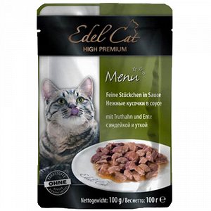 Edel Cat пауч 100 гр д/кош Кусочки в соусе Индейка/Утка