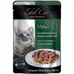 Edel Cat пауч 100 гр д/кош Кусочки в соусе Утка/Кролик