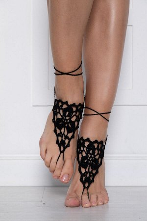 LT Collection Барефуты Вязанные украшения на ноги черные БФ01