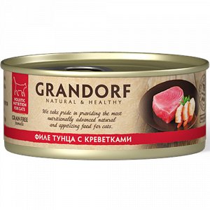 Grandorf конс 70гр д/кош Филе тунца с креветками