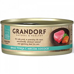 Grandorf конс 70гр д/кош Филе тунца с лососем