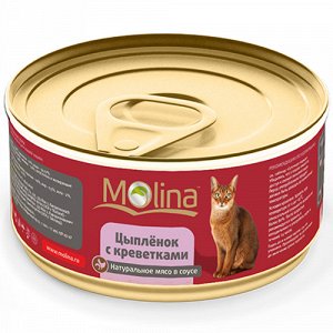Molina конс 80гр д/кош Цыпленок/Креветки
