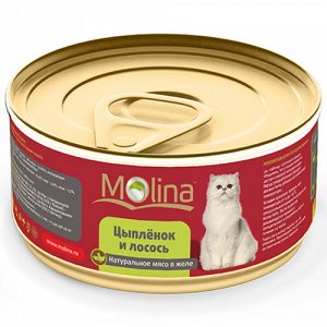 Molina конс 80гр д/кош Цыпленок/Лосось