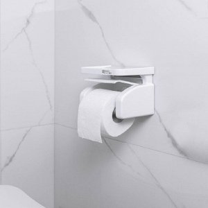 STRONG WALL Держатель для туалетной бумаги с полочкой на присоске, белый