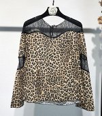 Блузка леопардовая с кружевными вставками