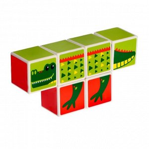 Конструктор магнитные кубики «Земноводные животные», 6 деталей