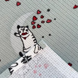 Полотенце вафельное «Котята», серое, 45x60 см, 150 г/м, хлопок 100%