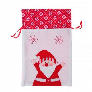 Мешок для подарков "Дед Мороз и снежинки" на завязках