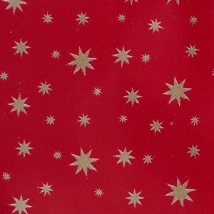 Бумага упаковочная, "Золотые звезды", с блёстками, красная, 0,7 x 5 м