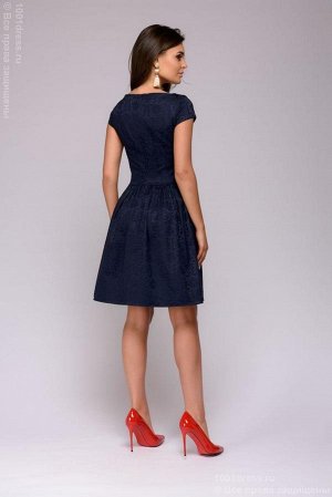 Платье темно-синее длины мини с короткими рукавами