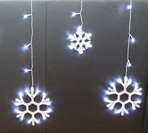 Светодиодная LED гирлянда Снежинки 2,5 м. Серебряное свечение