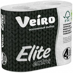 Veiro Туалетная бумага "Elite Extra" белая 4 рулона, 4-х слойная