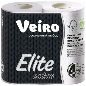 Veiro Туалетная бумага "Elite Extra" белая 4 рулона, 4-х слойная