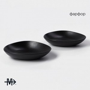 Набор тарелок фарфоровых Magistro Carbon, 21x18,5 см, 2 шт, цвет чёрный