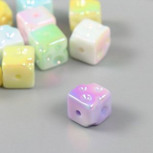 Бусина для творчества пластик «Кубик сыра», перламутр пастель, 1.4x1.4x1.4 см, МИКС