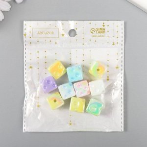 Бусина для творчества пластик «Кубик сыра», перламутр пастель, 1.4x1.4x1.4 см, МИКС