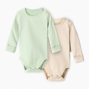 Комплект боди детских MINAKU: Basic Line BABY, цвет шалфей/бежевый.