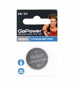 Батарейка GoPower CR2025 BL1 Lithium 3V
