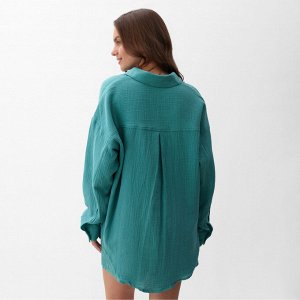 Рубашка женская оверсайз MIST Muslin, бирюзовый