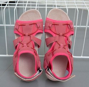 Сандалии из иск. замши, фиксируется на липучке,  розовый