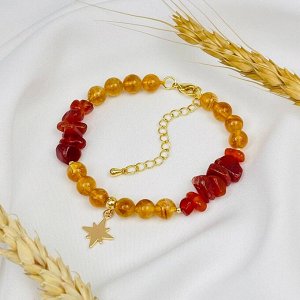 Браслет из Цитрина и Сердолика с подвеской