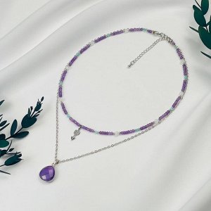 Колье двойное из Аметиста, Лунного камня и Амазонита