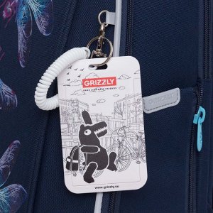 Ранец школьный формованный GRIZZLY с анатомической спинкой, на ножках, для девочек