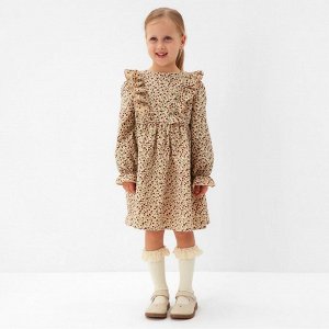 Платье для девочки MINAKU: Cotton collection, бежевое.