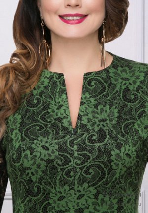 Платье Трикотаж «джерси», кружево (15% вискоза; 70% полиэстер; 15% эластан)Модель - просто ШИК! Удивительно, как зелёный раскрывает жизнерадостную нотку в вашем характере. Всё потому, что вы в платье 