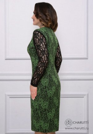 Платье Трикотаж «джерси», кружево (15% вискоза; 70% полиэстер; 15% эластан)Модель - просто ШИК! Удивительно, как зелёный раскрывает жизнерадостную нотку в вашем характере. Всё потому, что вы в платье 