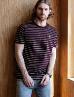 Футболка из премиального хлопка с эластаном бургунди-белый