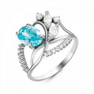 Серебряное кольцо с фианитом голубого цвета 330