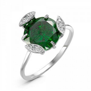 Серебряное кольцо с фианитом зеленого цвета 022