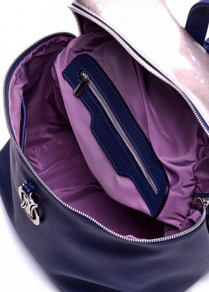 Рюкзак Кожа темно-синяя, лак перламутровый жемчужного цвета. Отделение-1. Размер 24*26*12см