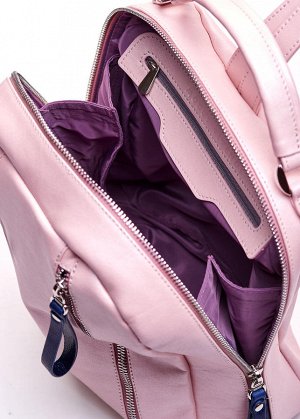 Рюкзак Кожа розово-пудровая с перламутром, кожа темно-синяя. Отделение-1, Карман-2. Размер 30*31*10см