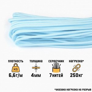 Паракорд 550, d=4 мм, 10 м, голубой
