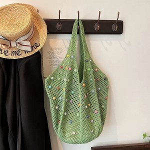 Сумка женская, летняя, плетеная, пляжная