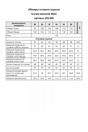 Блуза Рост: 170 Состав: полиэстр 100% Блуза прямого силуэта с фигурным низом. Плечо спущенное, рукав расширенный книзу со сборкой на манжете. Горловина V-образной формы. По горловине и по центру перед