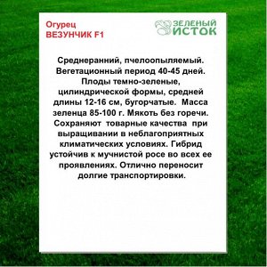 Огурец ВЕЗУНЧИК F1 (Зеленый исток)  0,25г.