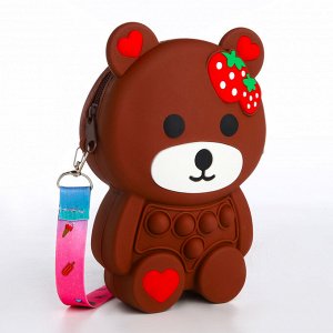 Сумка дет L-б/н Мишка бол , 13*4*18,  отд на молнии, регул стропа, коричневый 10386475